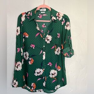 Express Dark Green Floral Blouse (A18)